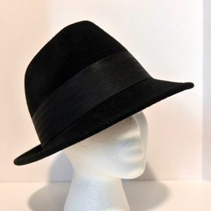 Black Wool Fedora Hat, Size XL